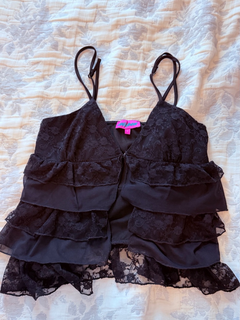 EDIKTED Black Lace Ruffle Camisole